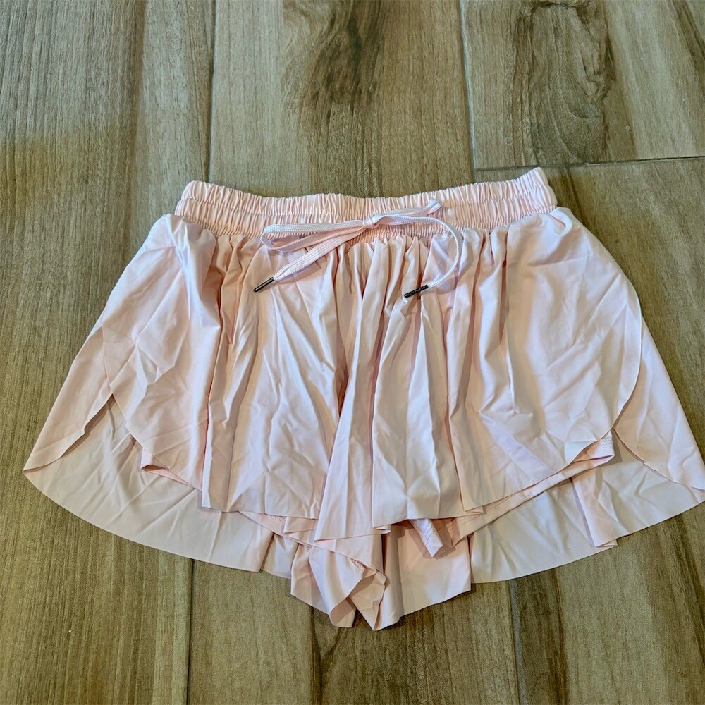 GB Women's Flowy Running Shorts Pink Size S Lined Elastic Waist Drawstring